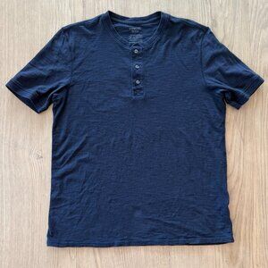 Vince | Classic cotton button tee | Navy Blue | L